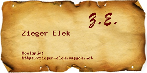 Zieger Elek névjegykártya
